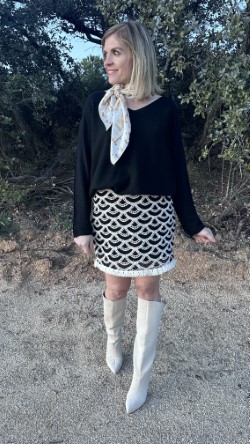 Falda Crochet beige & negra