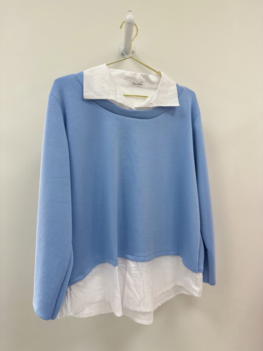 Sudadera cuello camisa azul( Talla Grande)